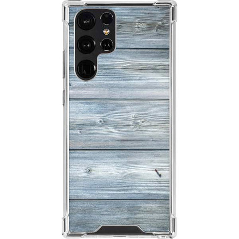 Weathered Blue Wood Galaxy S24 Ultra Clear Case