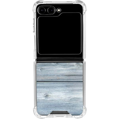 Weathered Blue Wood Galaxy Z Flip5 5G Clear Case