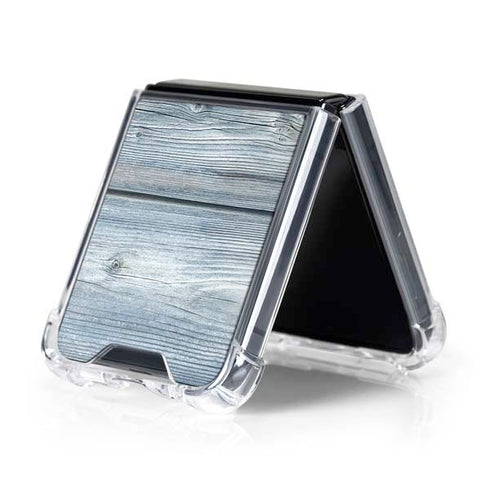 Weathered Blue Wood Galaxy Z Flip5 5G Clear Case
