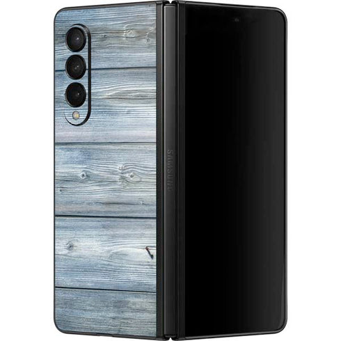 Weathered Blue Wood Galaxy Z Fold3 5G Skin