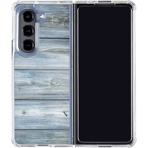 Weathered Blue Wood Galaxy Z Fold5 5G Clear Case