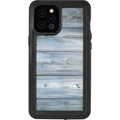 Weathered Blue Wood iPhone 12 Pro Max Waterproof Case