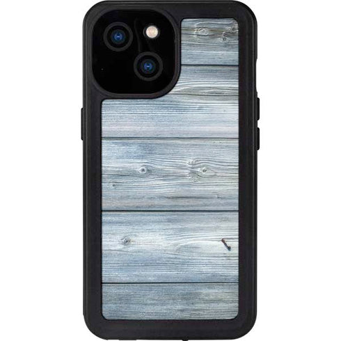 Weathered Blue Wood iPhone 13 Mini Waterproof Case