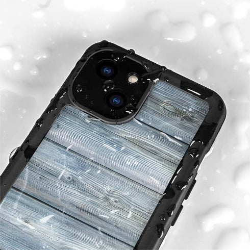 Weathered Blue Wood iPhone 13 Mini Waterproof Case
