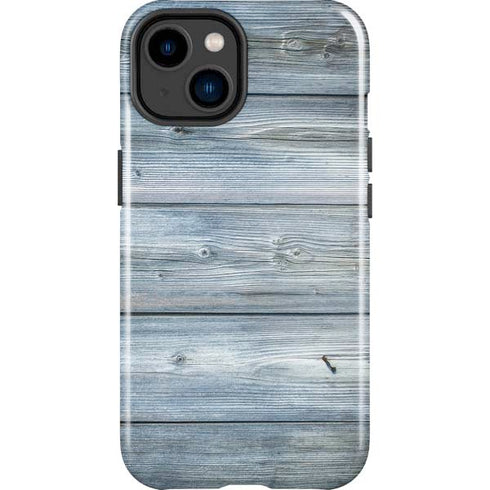 Weathered Blue Wood iPhone 14 Plus Impact Case