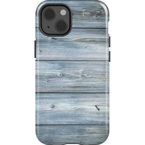Weathered Blue Wood iPhone 14 Impact Case