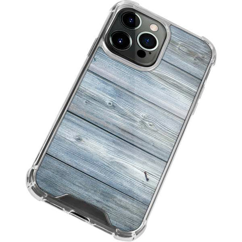 Weathered Blue Wood iPhone 14 Pro Clear Case