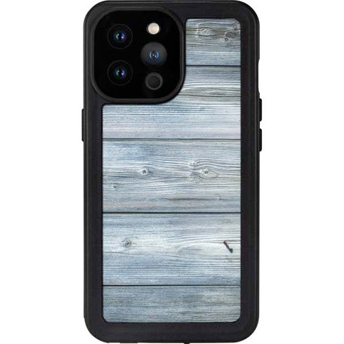 Weathered Blue Wood iPhone 14 Pro Max Waterproof Case