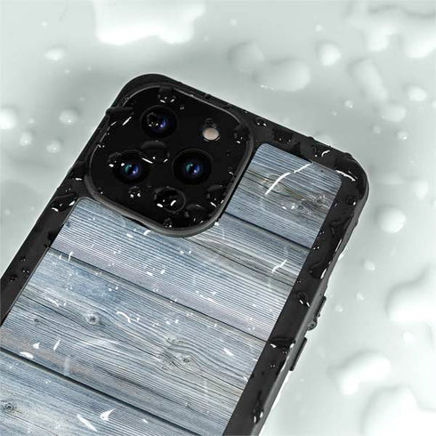 Weathered Blue Wood iPhone 14 Pro Max Waterproof Case