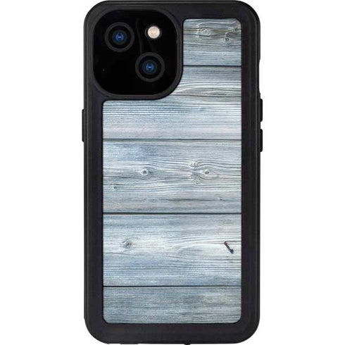 Weathered Blue Wood iPhone 15 Waterproof Case