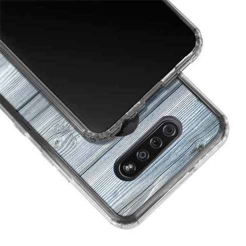 Weathered Blue Wood LG K51/Q51 Clear Case