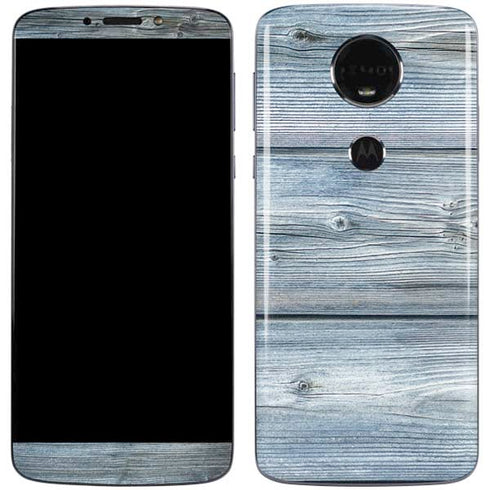 Weathered Blue Wood Moto E5 Plus Skin