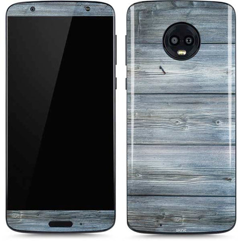 Weathered Blue Wood Moto G6 Skin