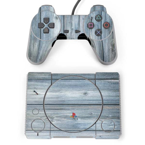 Weathered Blue Wood PlayStation Classic Bundle Skin