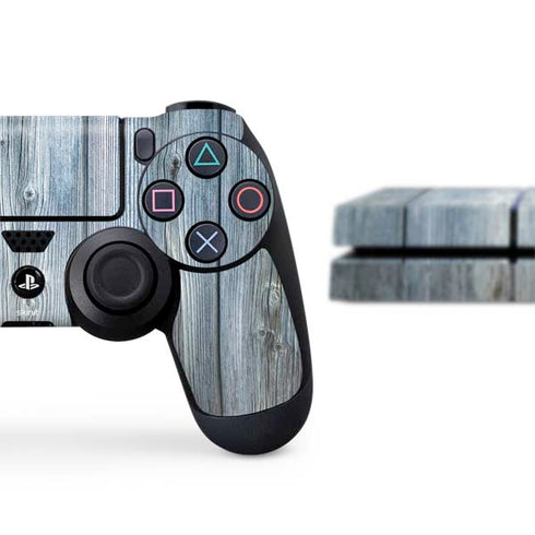 Weathered Blue Wood PS4 Console and Controller Bundle Skin