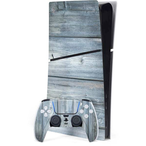 Weathered Blue Wood PS5 Slim Digital Edition Console Skin