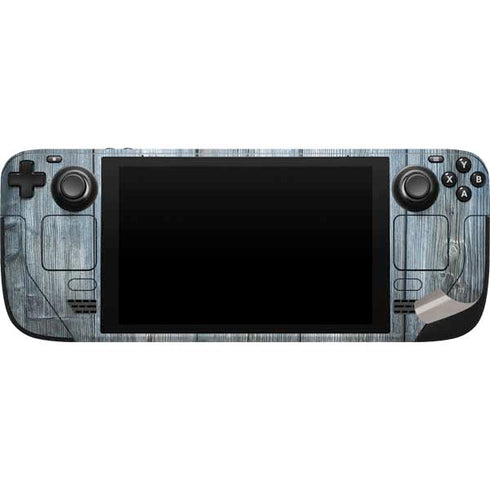 Weathered Blue Wood Steam Deck Handheld Gaming Computer Skin