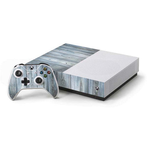 Weathered Blue Wood Xbox One S All-Digital Edition Bundle Skin