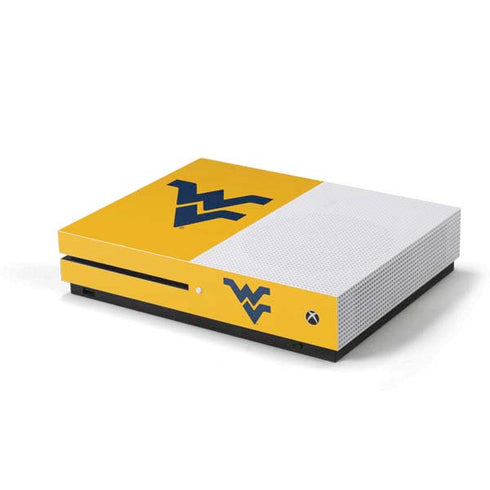 West Virginia University Yellow Background Xbox One S Console Skin