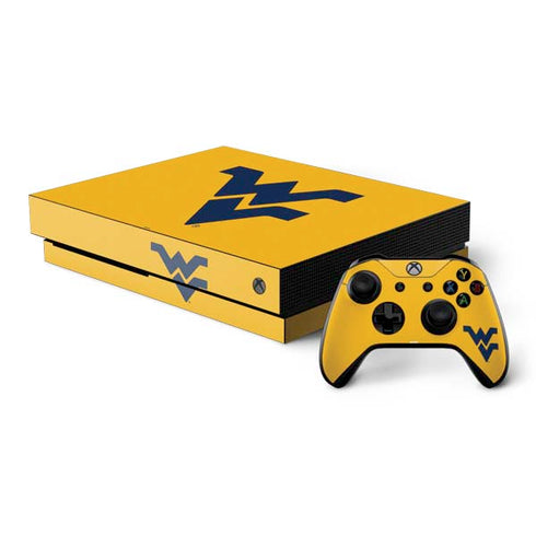 West Virginia University Yellow Background Xbox One X Bundle Skin