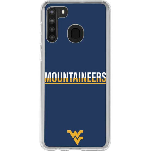 West Virginia University Blue Wood Floor Galaxy A21 Clear Case