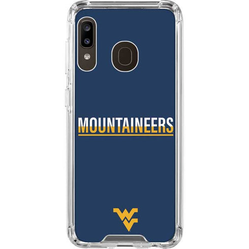 West Virginia University Blue Wood Floor Galaxy A30 Clear Case
