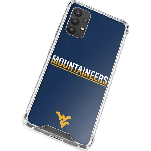 West Virginia University Blue Wood Floor Galaxy A32 5G Clear Case