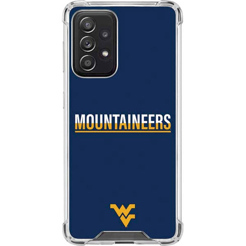 West Virginia University Blue Wood Floor Galaxy A52 5G Clear Case