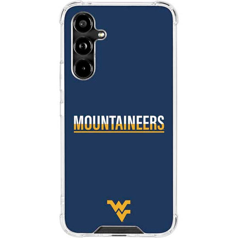 West Virginia University Blue Wood Floor Galaxy A54 5G Clear Case