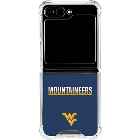 West Virginia University Blue Wood Floor Galaxy Z Flip5 5G Clear Case