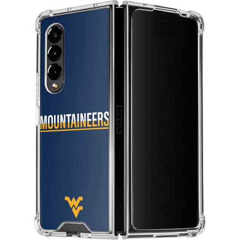 West Virginia University Blue Wood Floor Galaxy Z Fold4 5G Clear Case