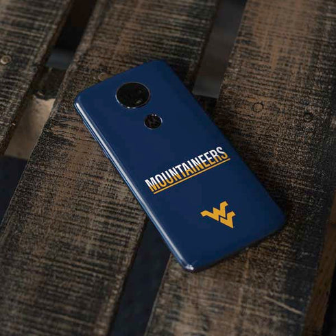 West Virginia University Blue Wood Floor Moto E5 Plus Skin