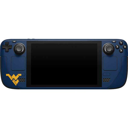 West Virginia University Blue Wood Floor Steam Deck Handheld Gaming Computer Skin