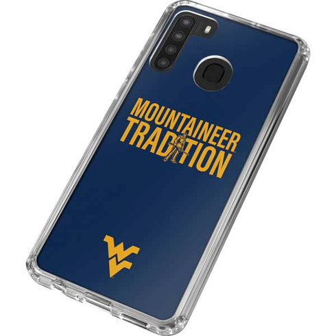 West Virginia University Climb Higher Galaxy A21 Clear Case