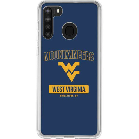West Virginia University Mountaineers Logo Galaxy A21 Clear Case