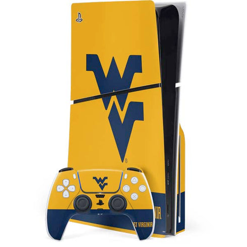 West Virginia University WV Yello split PS5 Slim Disk Bundle Skin