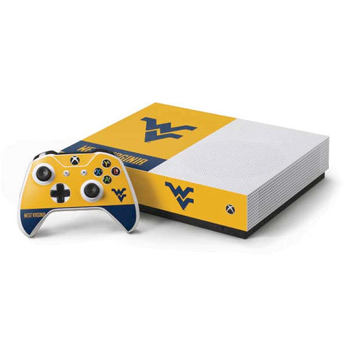 West Virginia University WV Yello split Xbox One S All-Digital Edition Bundle Skin