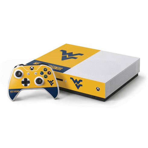 West Virginia University WV Yello split Xbox One S Console and Controller Bundle Skin