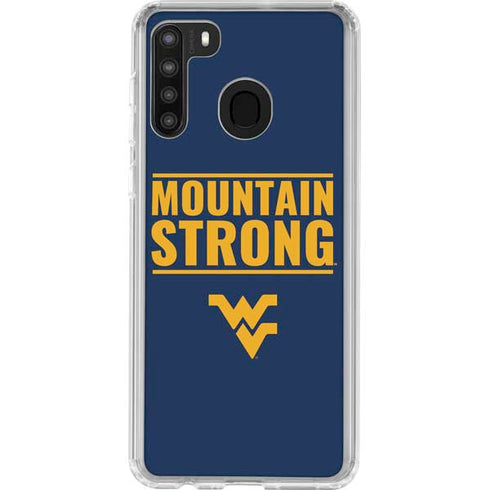 West Virginia University Yellow Galaxy A21 Clear Case
