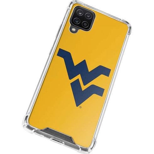West Virginia University Yellow Background Galaxy A12 Clear Case