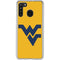 West Virginia University Yellow Background Galaxy A21 Clear Case