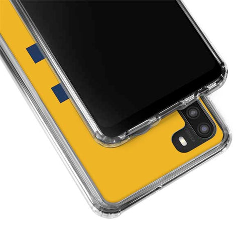 West Virginia University Yellow Background Galaxy A21 Clear Case