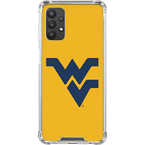 West Virginia University Yellow Background Galaxy A32 5G Clear Case