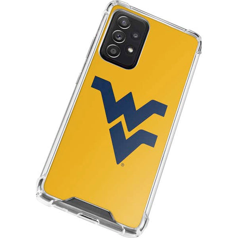 West Virginia University Yellow Background Galaxy A52 5G Clear Case