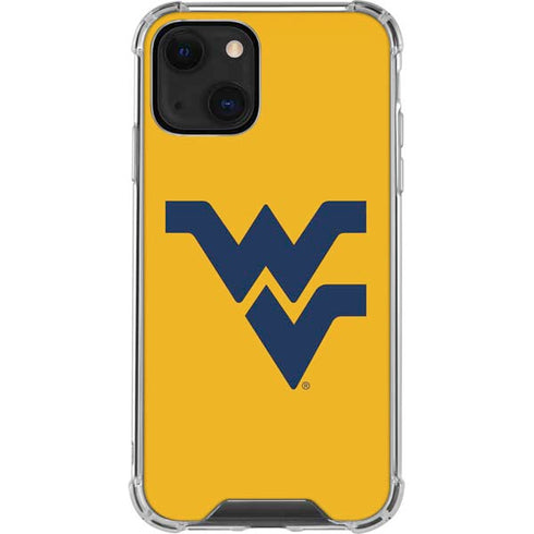 West Virginia University Yellow Background iPhone 13 Mini Clear Case