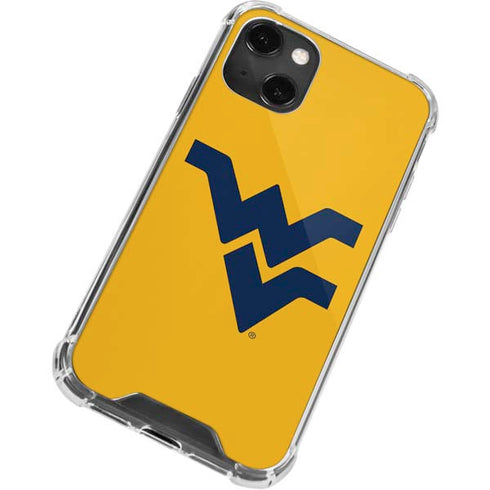 West Virginia University Yellow Background iPhone 13 Mini Clear Case