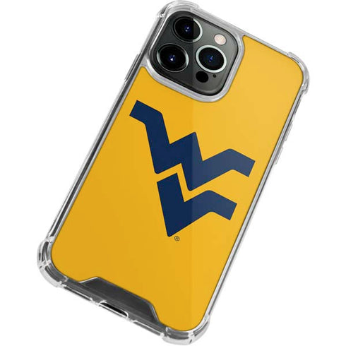West Virginia University Yellow Background iPhone 13 Pro Max Clear Case