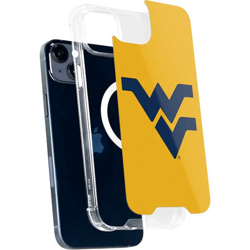 West Virginia University Yellow Background iPhone 15 Plus MagSafe Case