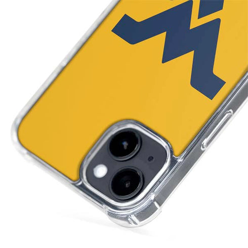 West Virginia University Yellow Background iPhone 15 Plus MagSafe Case