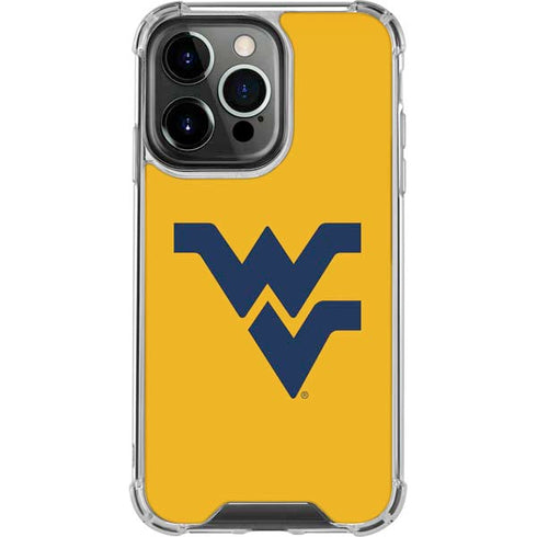 West Virginia University Yellow Background iPhone 14 Pro Clear Case